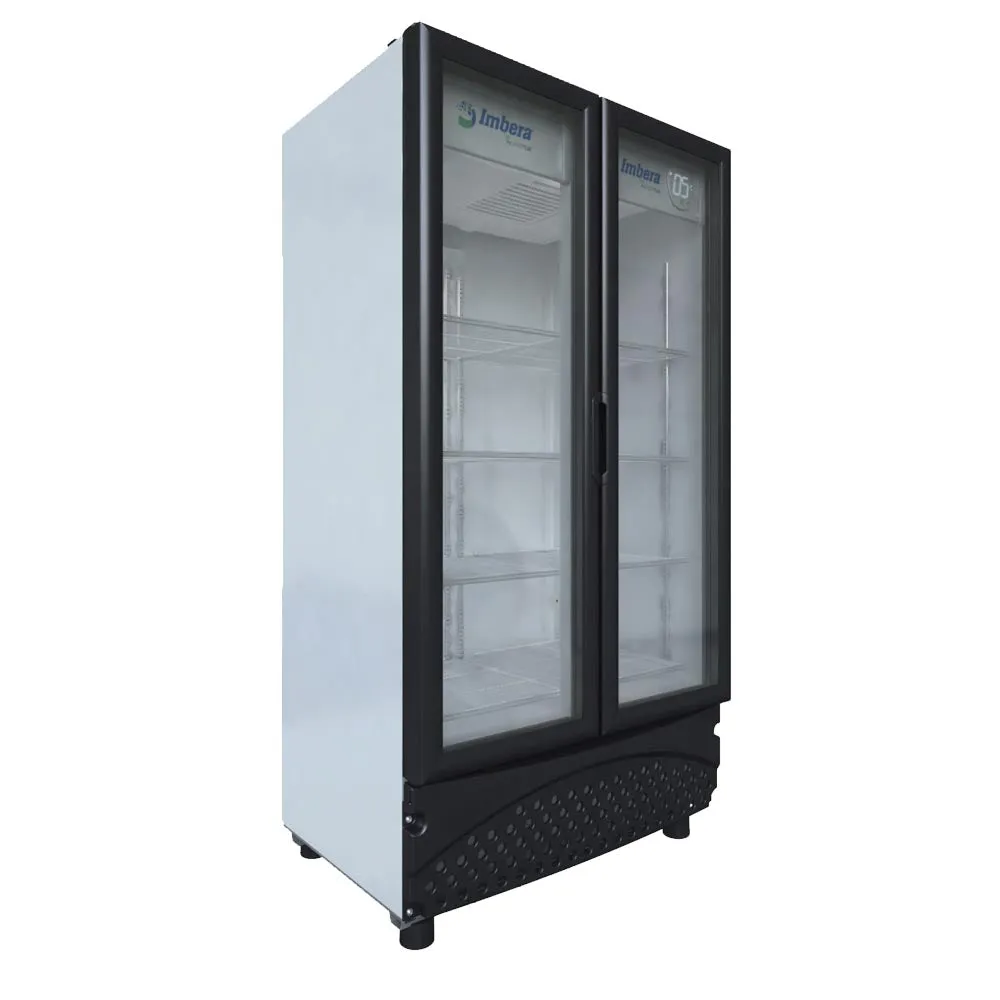 Refrigerador Vertical 2 Puertas Negras Cristal Luz Led 26 Pies (1025242) Imbera VRD26 D-N