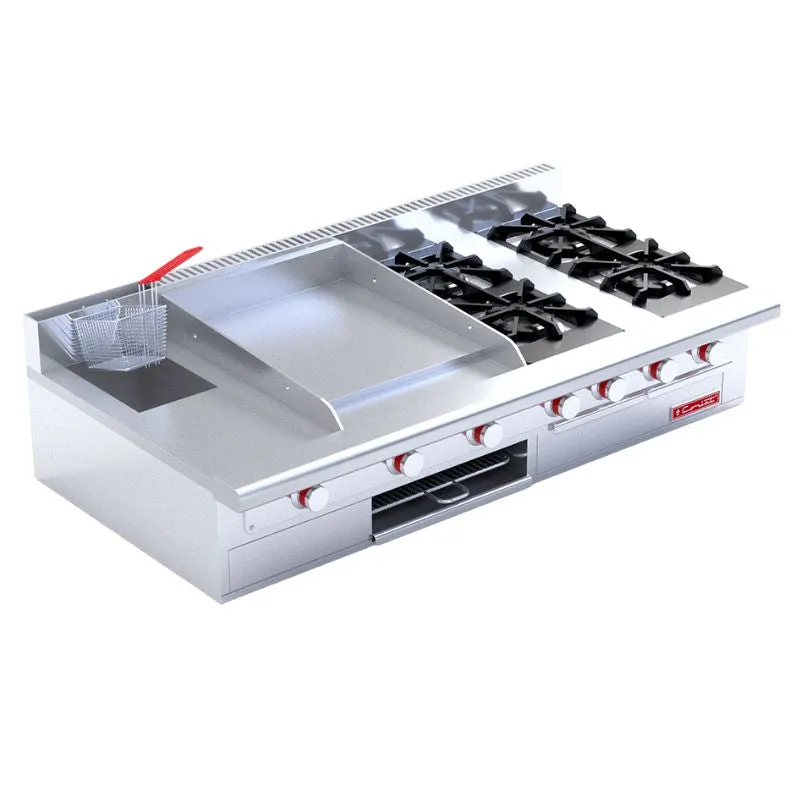 Estufa Múltiple a Gas 4 Quemadores, Plancha, Gratinador, Freidora Coriat MULTICHEF MASTER DE MESA
