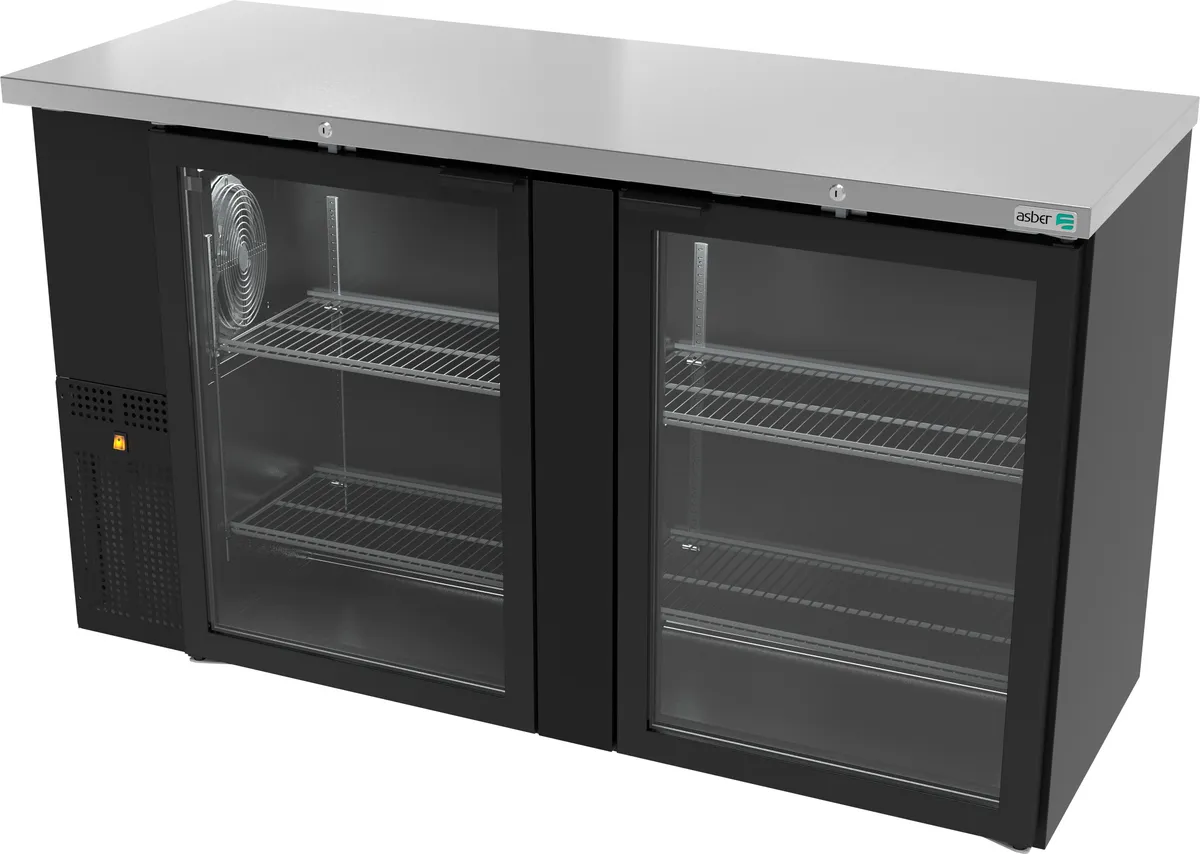 Refrigerador Contrabarra Vinil Negro 2 Puertas Cristal 15.3 Pies Asber ABBC-24-60-G HC