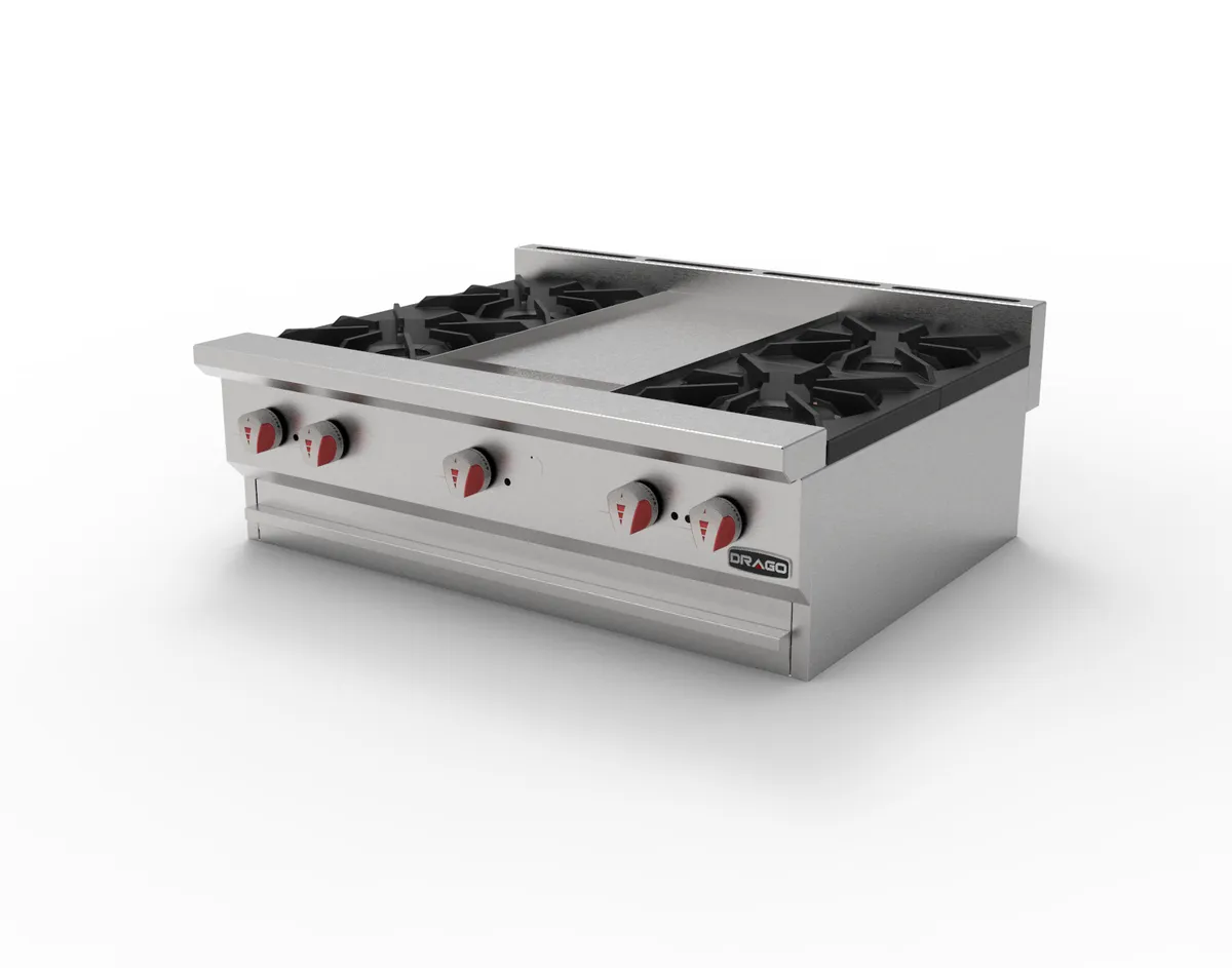 Combinado Parrilla y Plancha 4 Quemadores Drago CG-40P