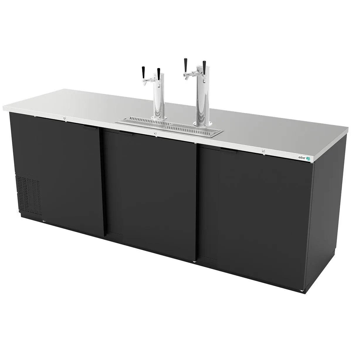 Dispensador Refrigerado de Cerveza Vinil Negro 5 Barriles (1/2) 3 Puertas Asber ADDC-94 HC
