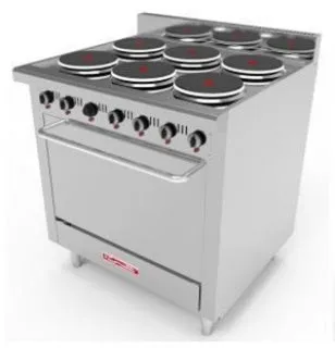 Estufa Eléctrica 6 Platos 2600W C/U, Horno Resistencia 4870W, 220V, Control De Temperatura Independiente Coriat EC-6-HG-E MASTER