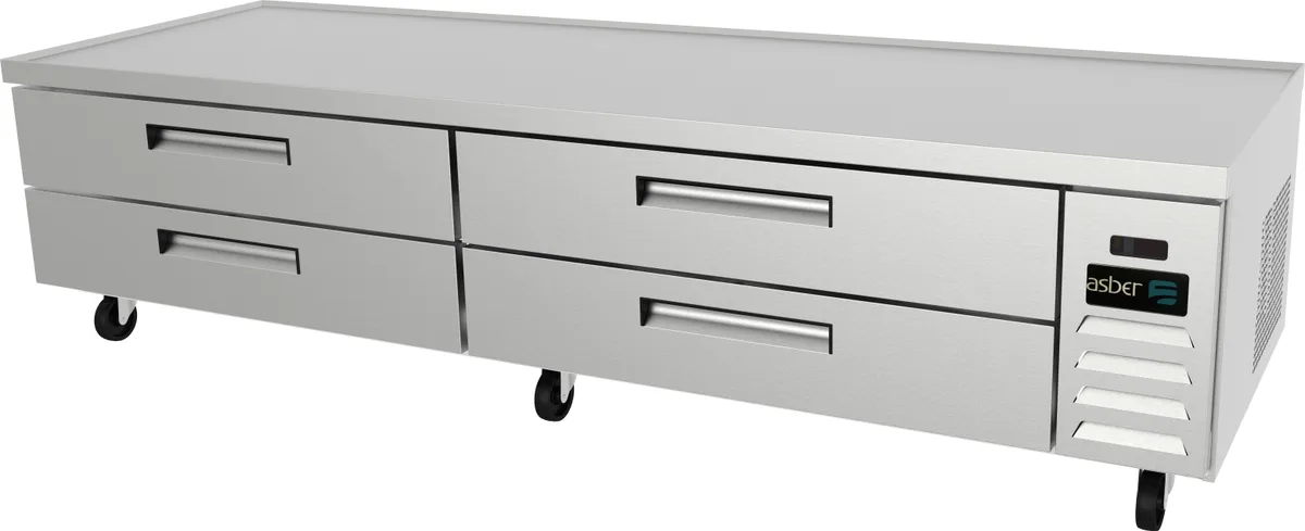 Base Chef Refrigerada 4 Cajones (12 Insertos 1/1-GN) Acero Inox Asber ACBR-96 HC