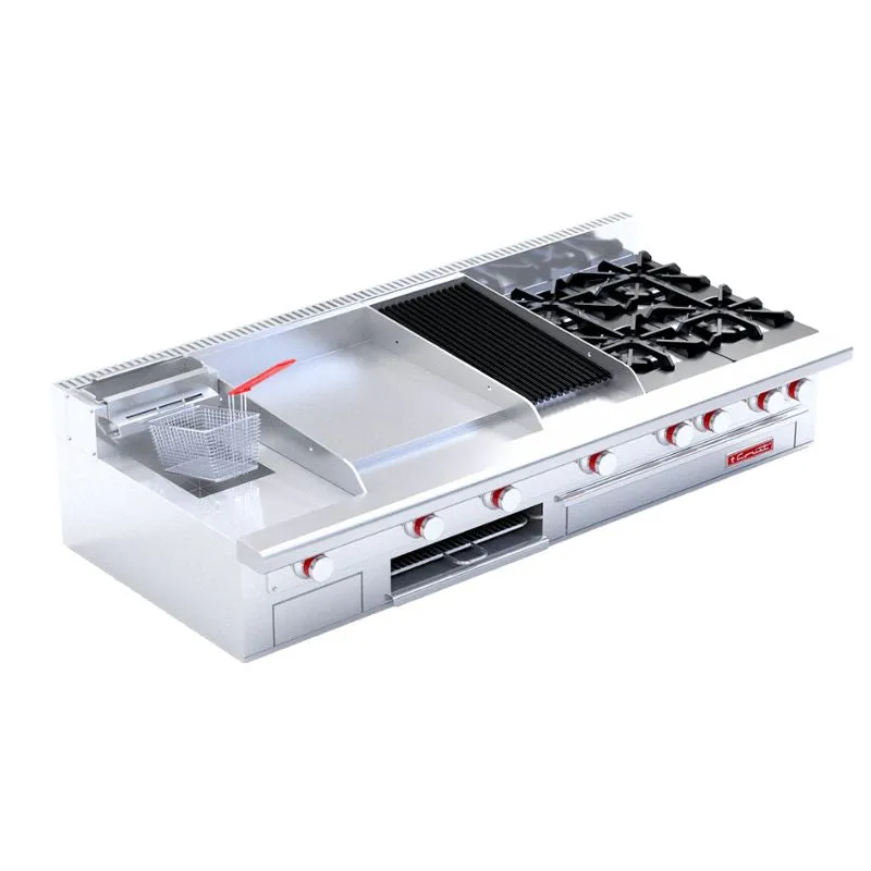 Estufa Múltiple a Gas 4 Quemadores, Asador, Plancha, Gratinador, Freidora Coriat MULTIPLE MASTER DE MESA