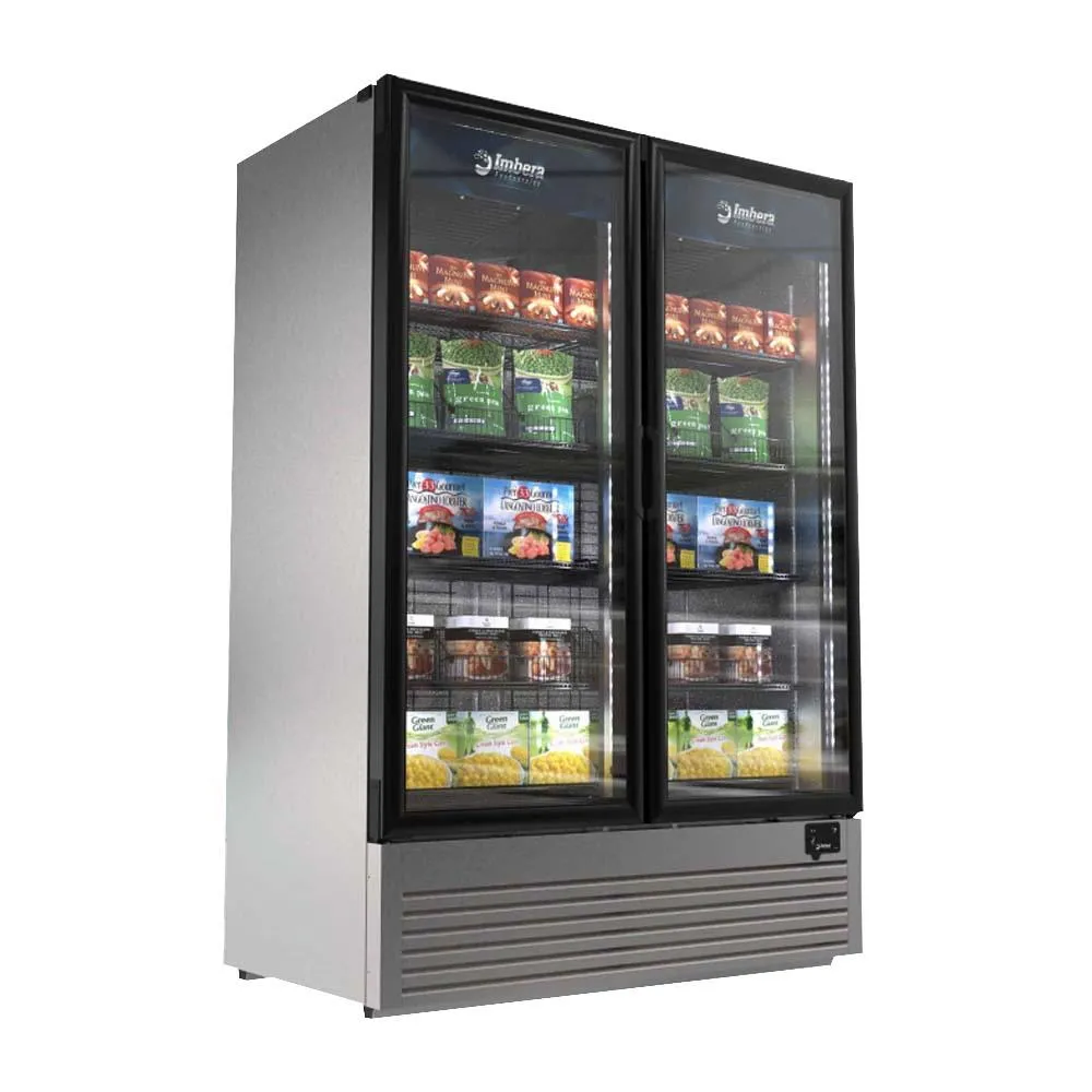 Congelador Vertical 2 Puertas Cristal Acero Inox Luz Led 43 Pies (1023840) Imbera VFD43 C