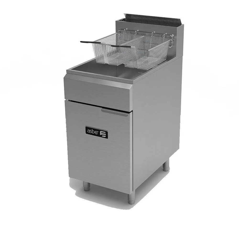 Freidora Gas 4 Quemadores Acero Inox Asber 75 Lbs AEF-75-S