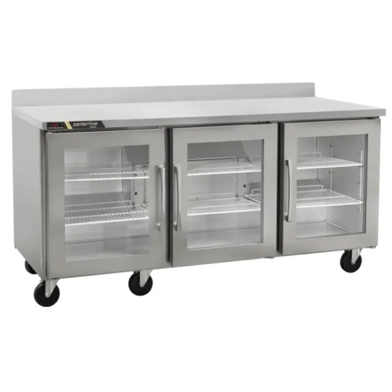 Refrigerador Bajo Barra, Puertas De Cristal, Mesa De Trabajo Centerline CLUC-72R-GD-WT