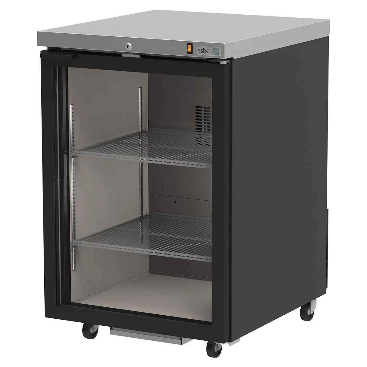 Refrigerador Contrabarra Vinil Negro1 Puerta Cristal 9.6 Pies Asber ABBC-23G HC