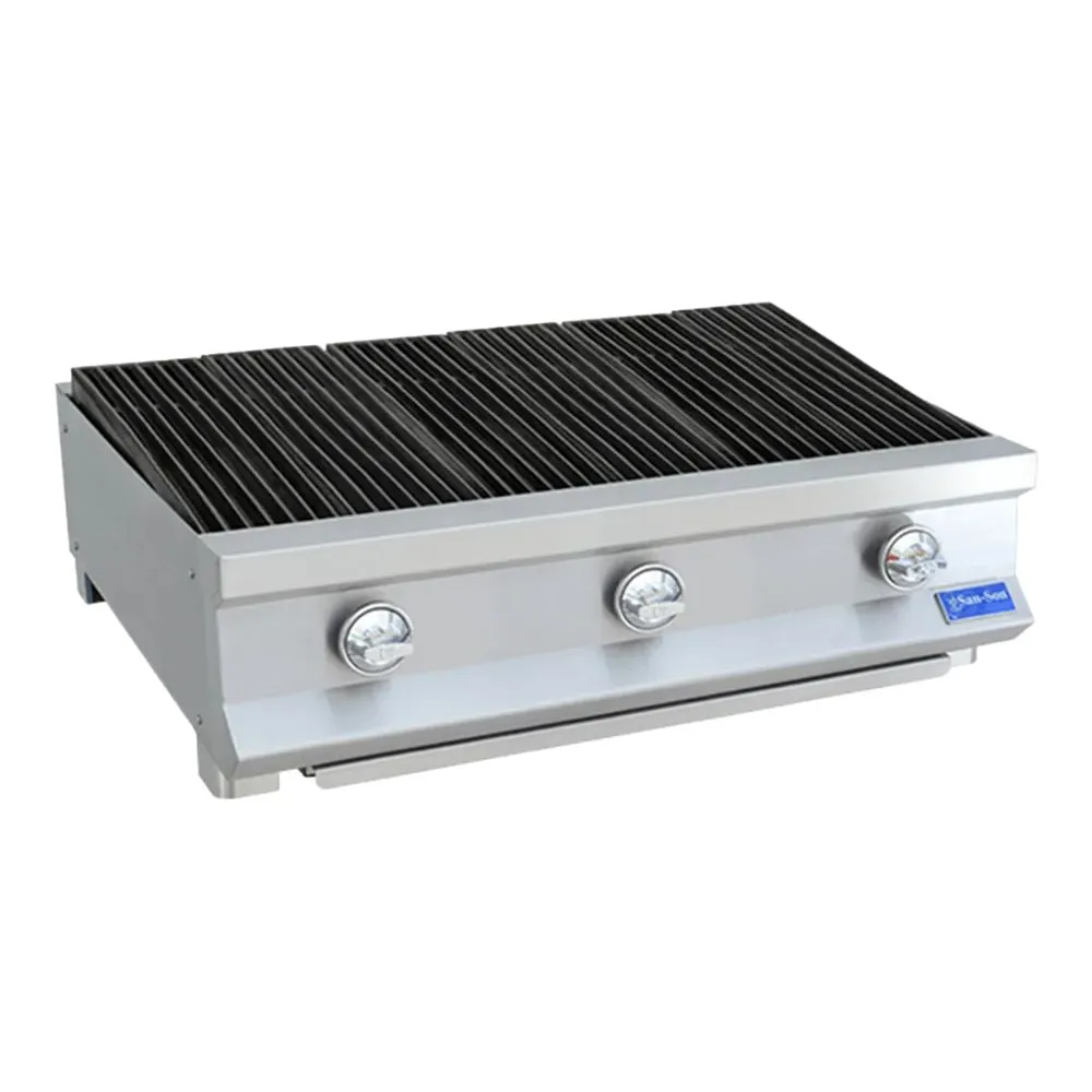 Asador Profesional a Gas 3 Quemadores, Parrilla Doble Marcado San-Son SSA36