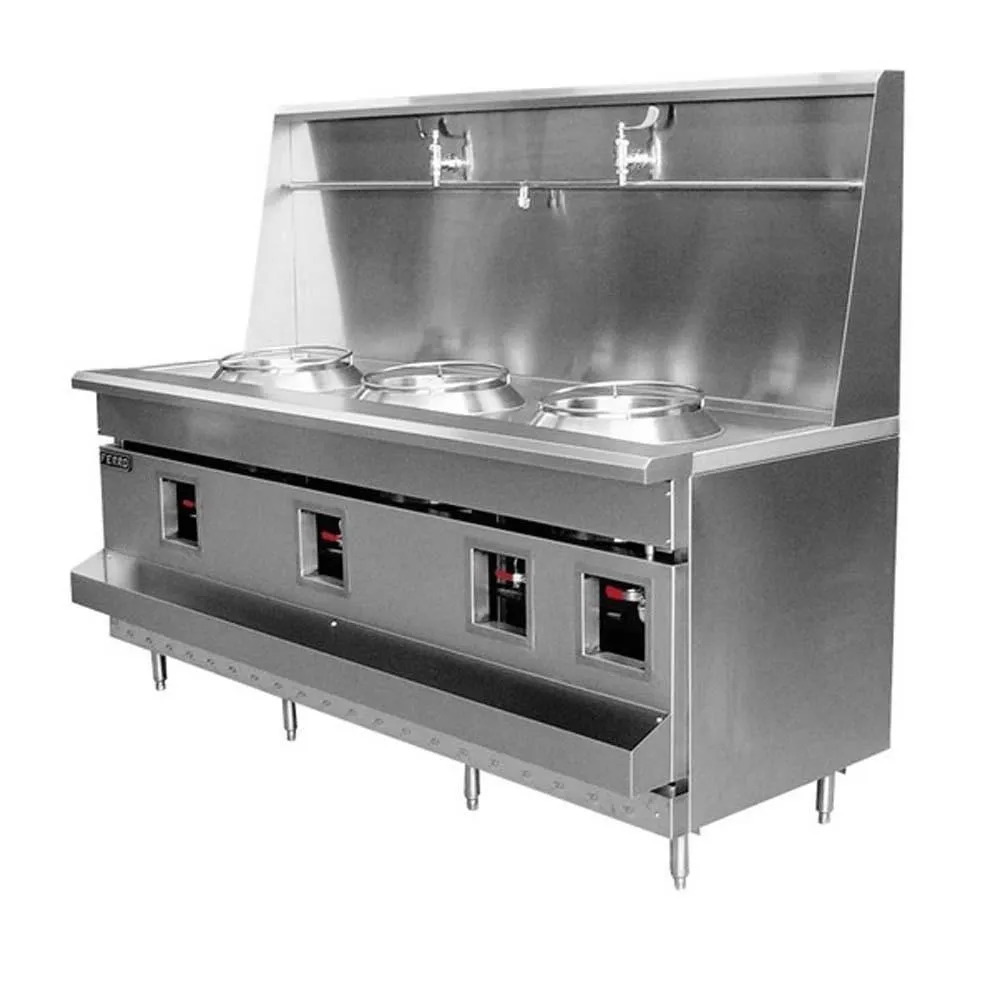Estufa Wok 3 Quemadores Acero Inoxidable Ferro 23151605