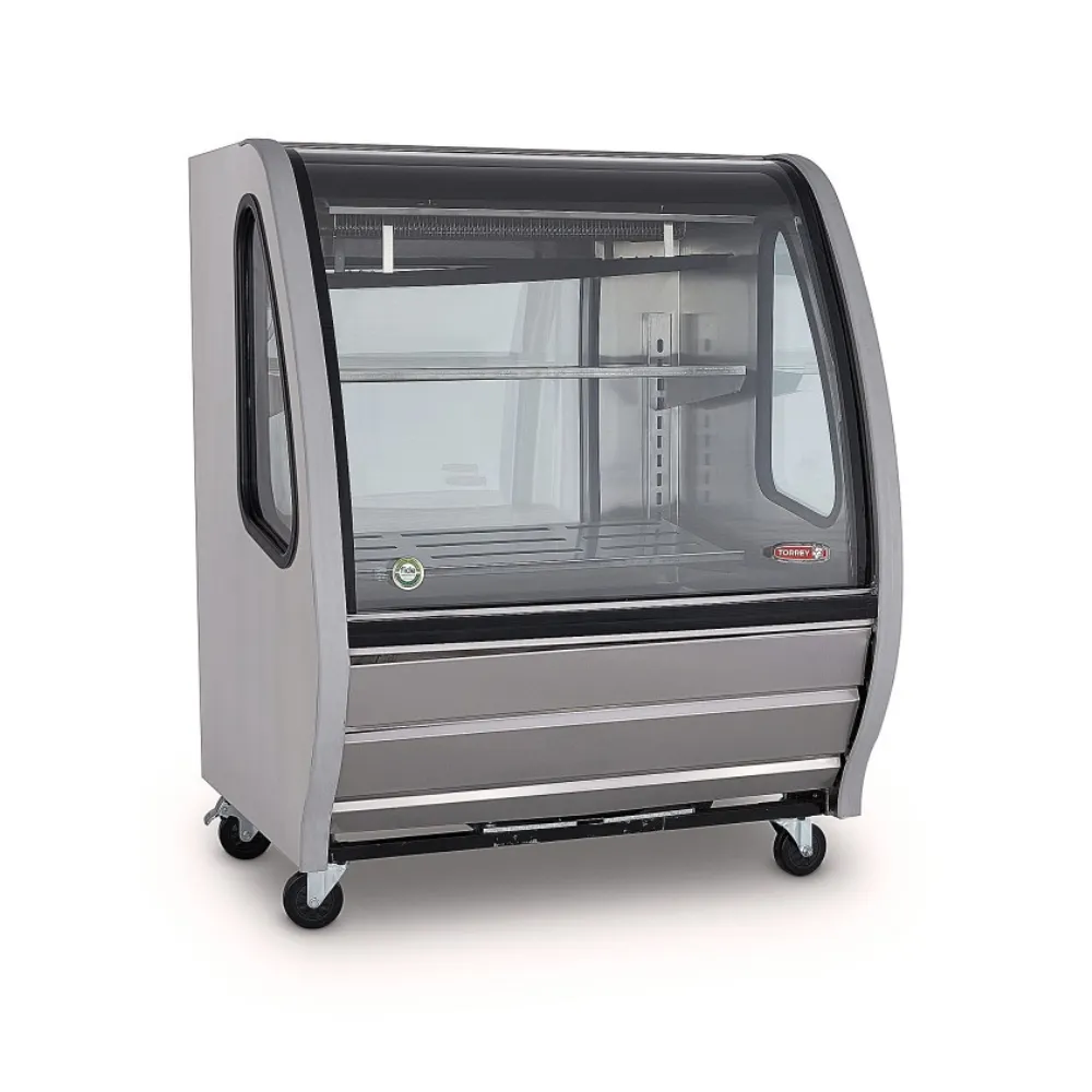 Vitrina Exhibidora Panorámica Vidrio Curvo Acero Inox 100cm Torrey TEM100AI