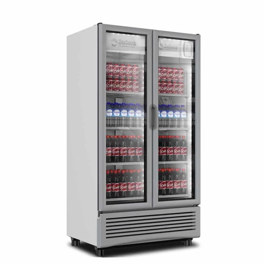 Refrigerador Vertical Blanco 2 Puertas Grises Cristal Luz Led 26 Pies (1023540) Imbera VRD26-D-B