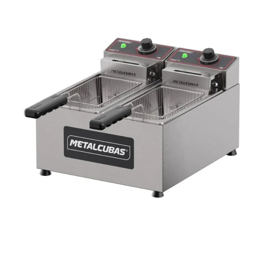 Freidora Electrica Dos Canastillas 6 Litros Acero Inox. Metalcubas FE2C