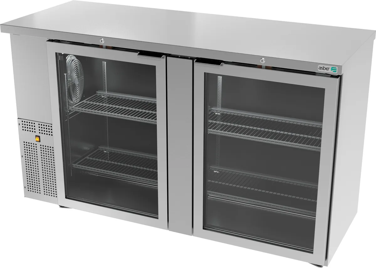 Refrigerador Contrabarra Acero Inox 2 Puertas Cristal 15.3 Pies Asber ABBC-24-60-SG HC