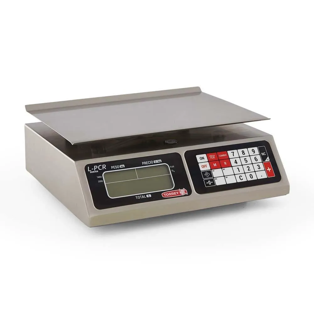 Báscula Digital Memorias de Precios, Funcion de Caja Regitradora Acero Inox 40kg Torrey PCR40-N