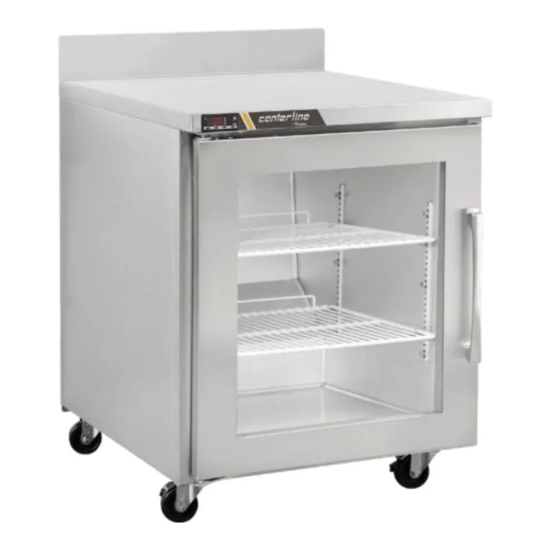 Refrigerador Bajo Barra, Puertas De Cristal, Mesa De Trabajo Centerline CLUC-27R-GD-WT
