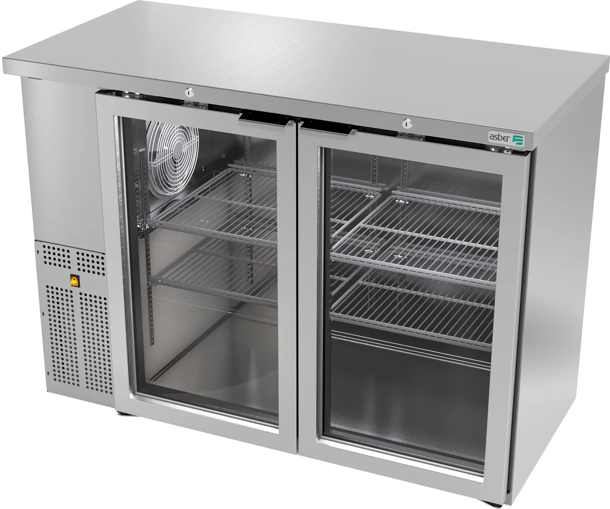 Refrigerador Contrabarra Acero Inox 2 Puertas Cristal 11.3 Pies Asber ABBC-24-48-SG HC