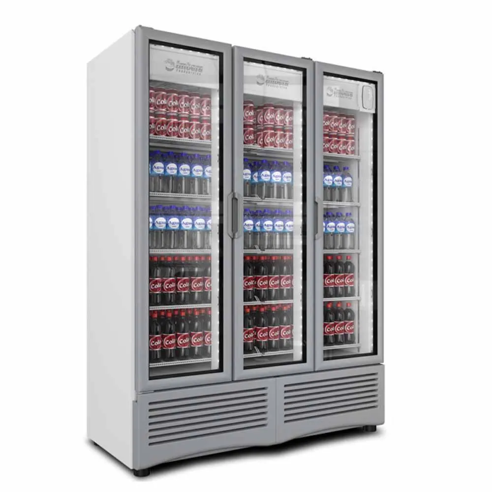 Refrigerador Vertical 3 Puertas Cristal Luz Led 42 Pies (1023825) Imbera G342 3P