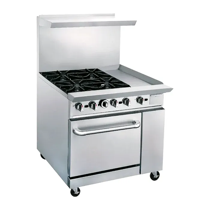 Estufa Comercial 4 Quemadores Con Plancha Y Horno Migsa DCR36-4QH