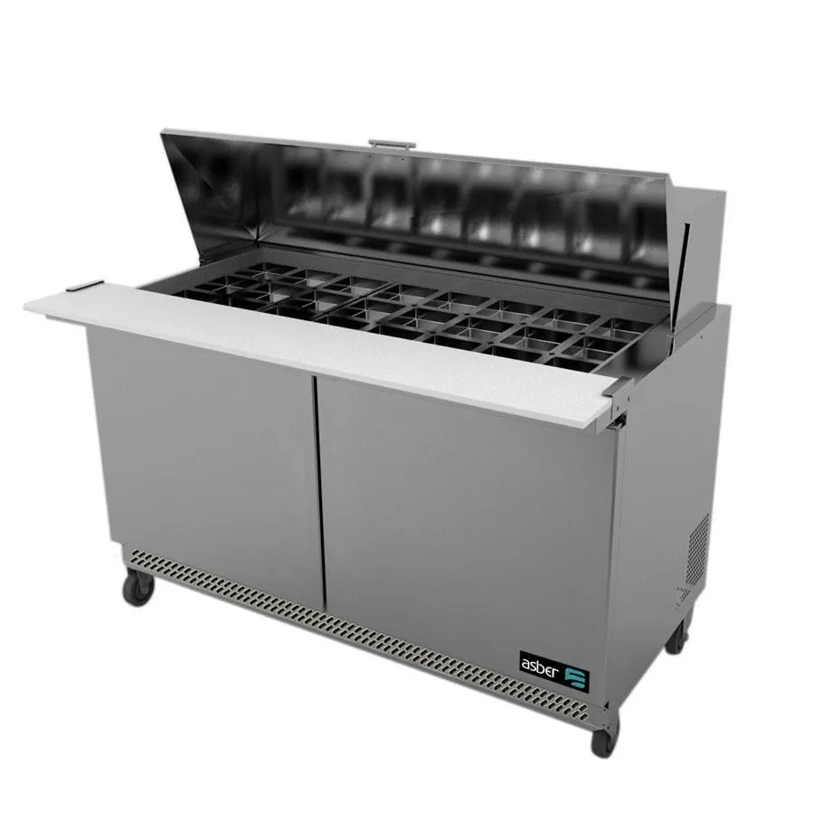 Mesa Refrigerada Para Preparación 2 Puertas Acero Inox 16.8 Pies Asber APTM-60-24 HC