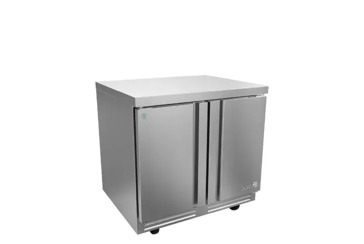 Mesa Congelador Bajo Mostrador Premium 2 Puertas Acero Inox 16.7 Pies Asber AUTF-48 P HC