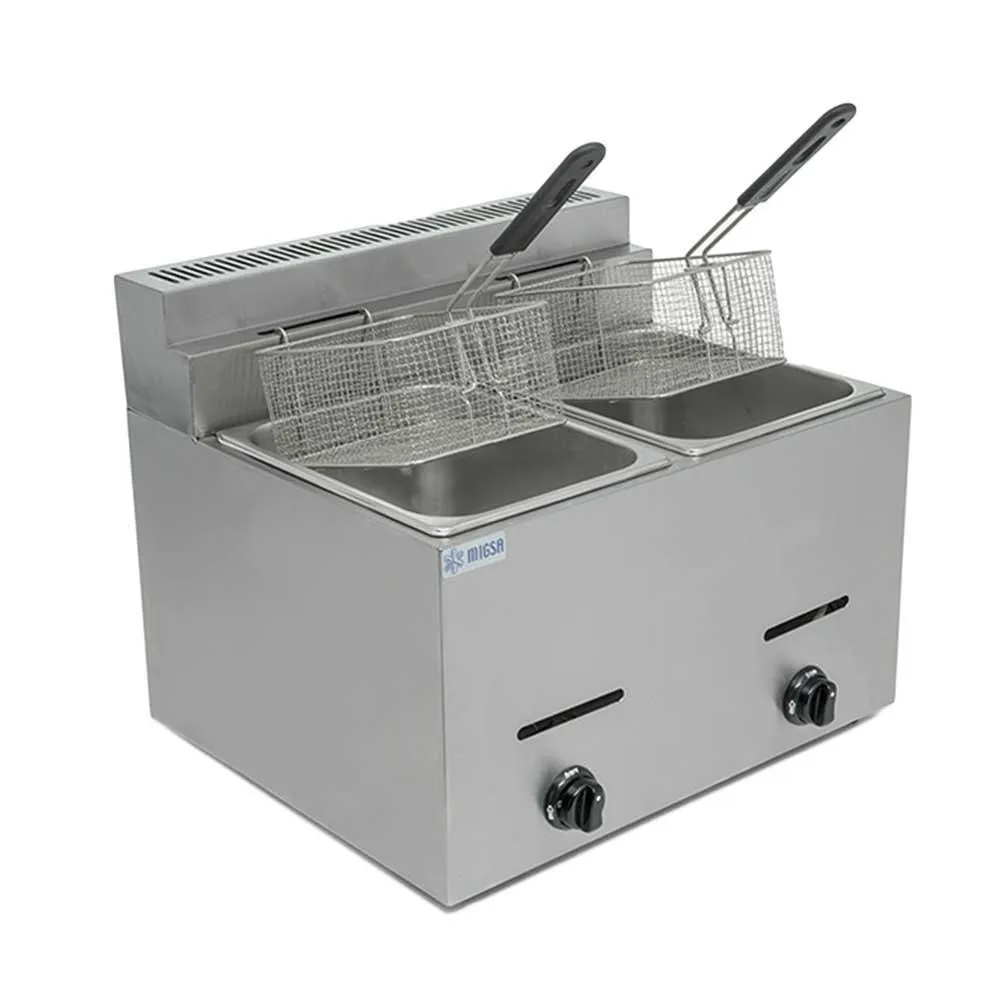 Freidora A Gas Lp 2 Tinas De 6 L C/U Migsa BN-72