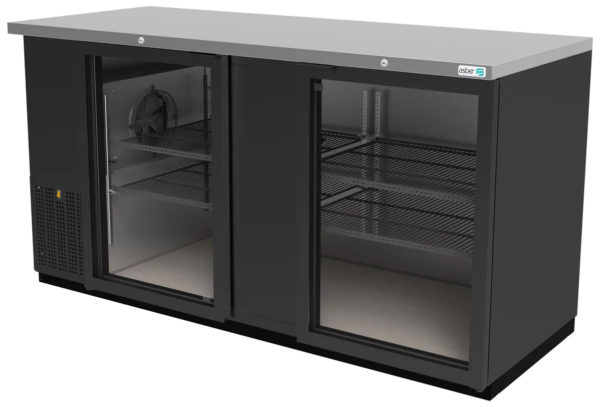 Refrigerador Contrabarra Vinil Negro 2 Puertas Cristal 23.3 Pies Asber ABBC-68G HC