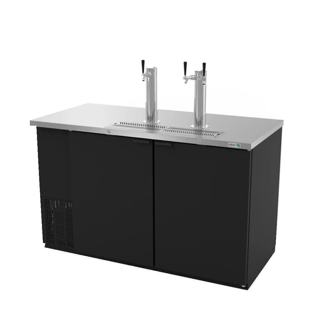 Dispensador Refrigerado de Cerveza Vinil Negro 2 Barriles (1/2) 2 Puertas Asber ADDC-58 HC