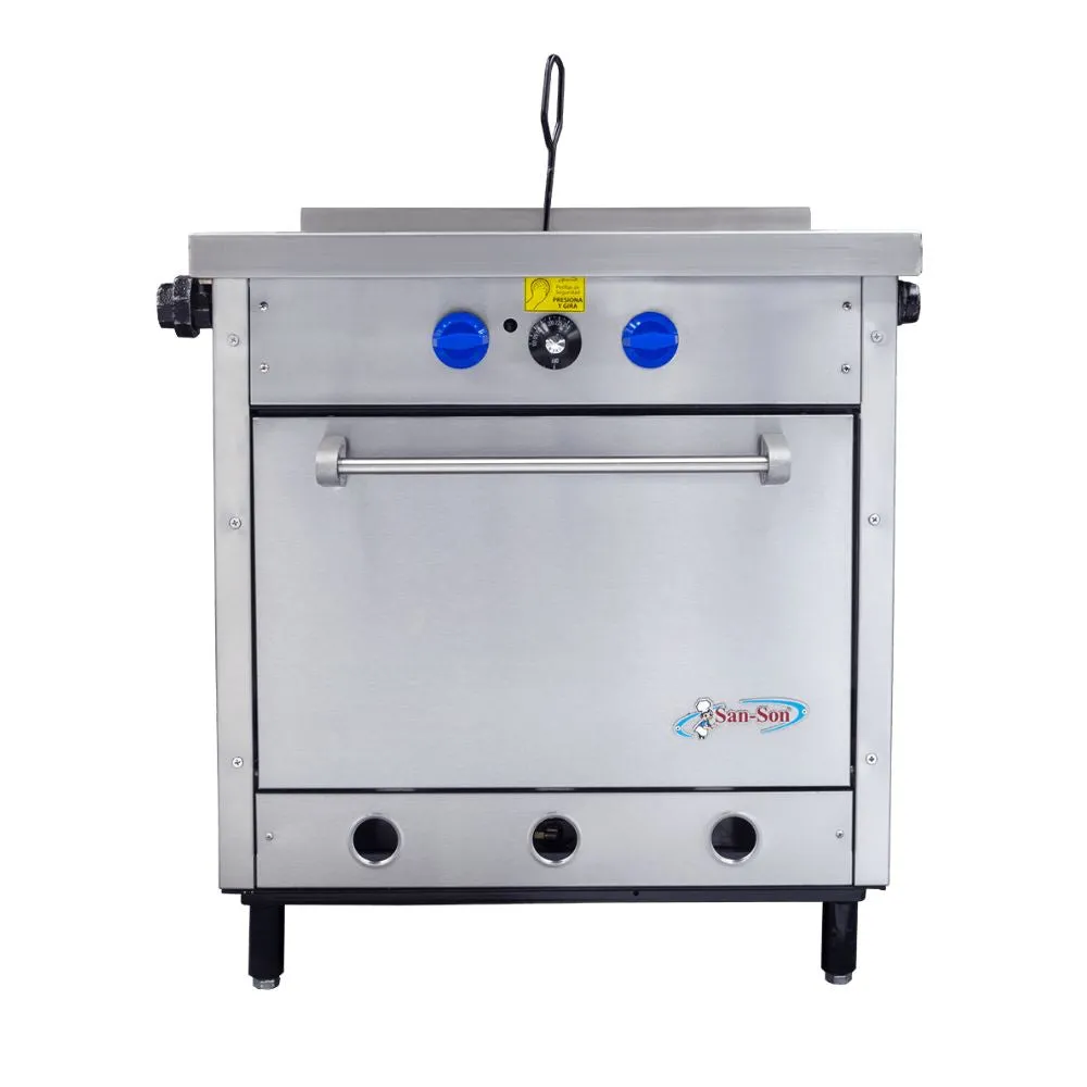 Estufa Heavy Duty a Gas 2 Quemadores con Plancha Tipo Francesa, Horno San-Son ZH-703