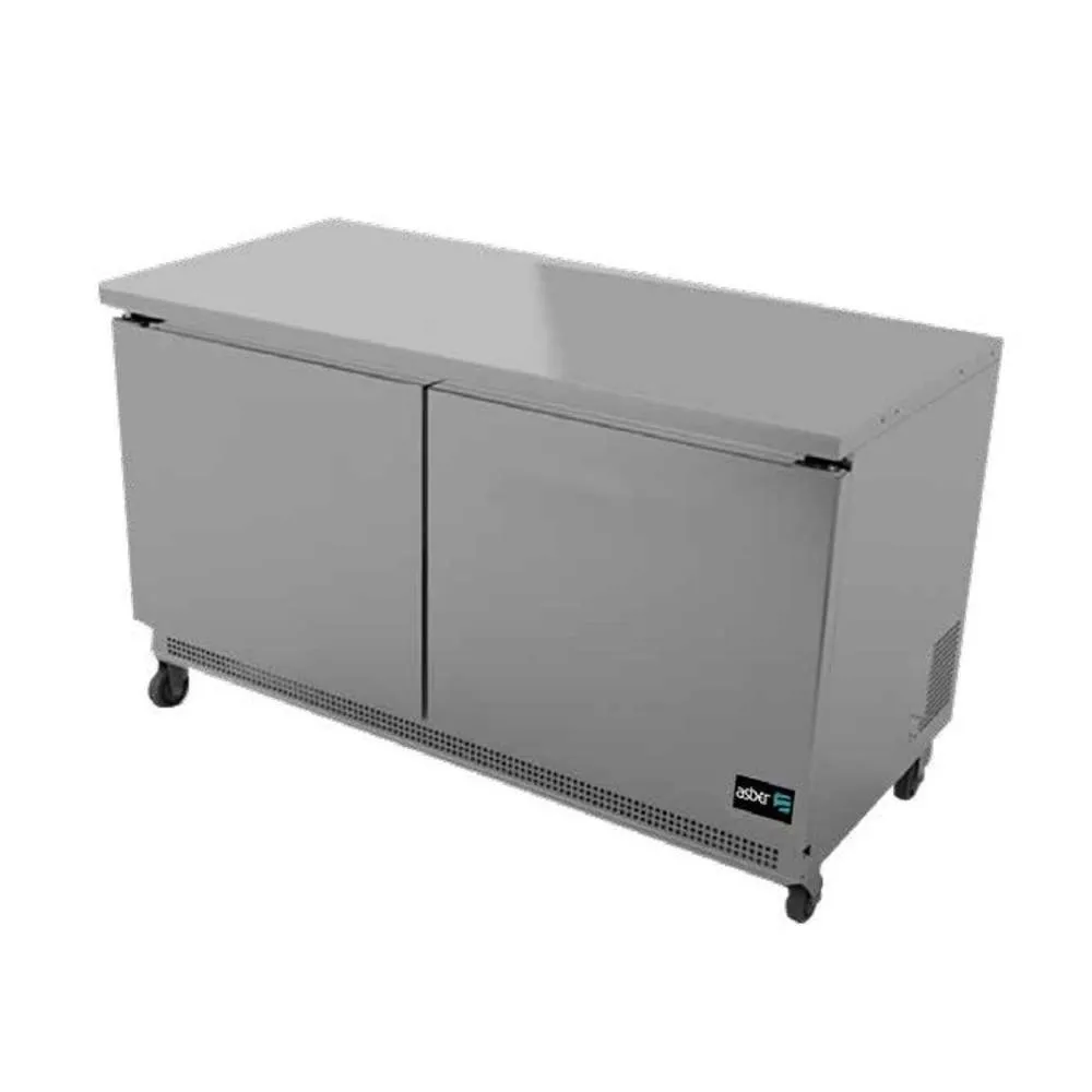 Mesa Congelador Bajo Barra 2 Puertas Acero Inox 16.8 Pies Asber AUTF-60 HC