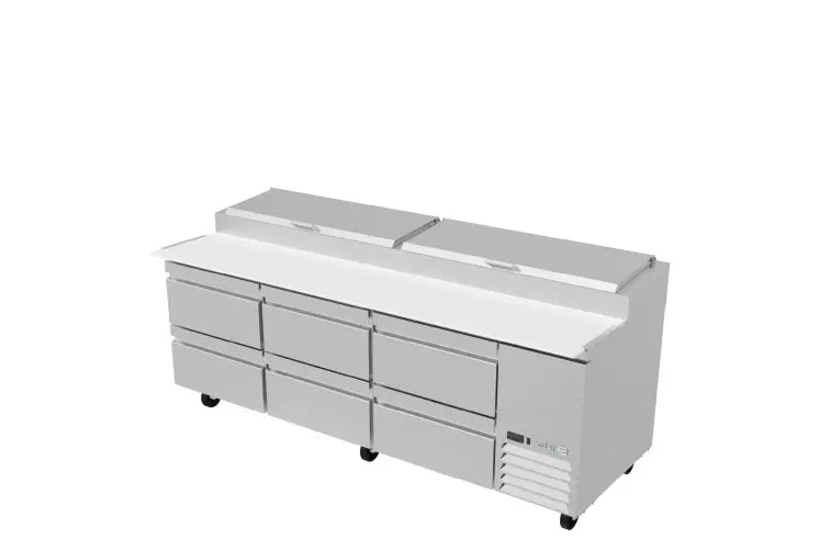 Mesa Refrigerada Para Pizzas Premium 3 Puerta 2 Cajones Acero Inox 30.2 Pies Asber APTP-93-D2 P HC
