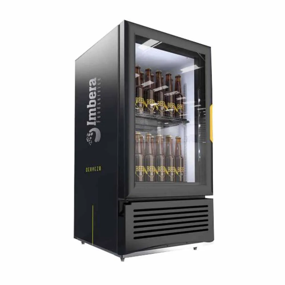 Refrigerador Vertical Negro Cervecero 1 Puerta Cristal Luz Led 4 Pies (1029910) Imbera CCV72