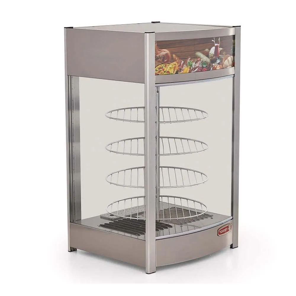 Vitrina Caliente Giratoria Para Pizza 4 Charolas 14" Torrey VCG-46/97