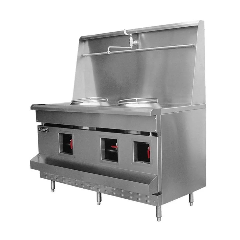 Estufa Wok 2 Quemadores Acero Inoxidable Ferro 23151604