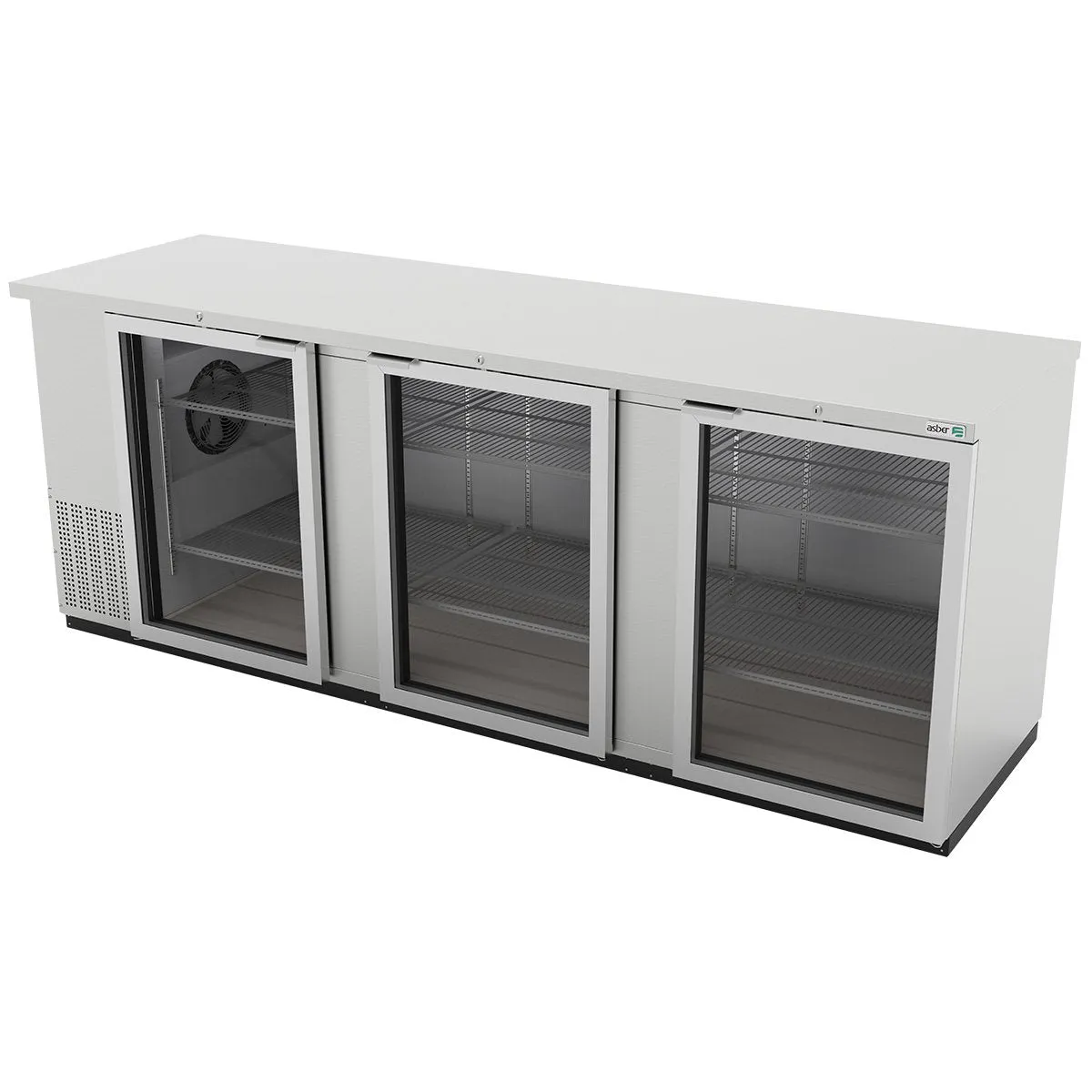 Refrigerador Contrabarra Acero Inox 3 Puertas Cristal 34.4 Pies Asber ABBC-94-SG HC