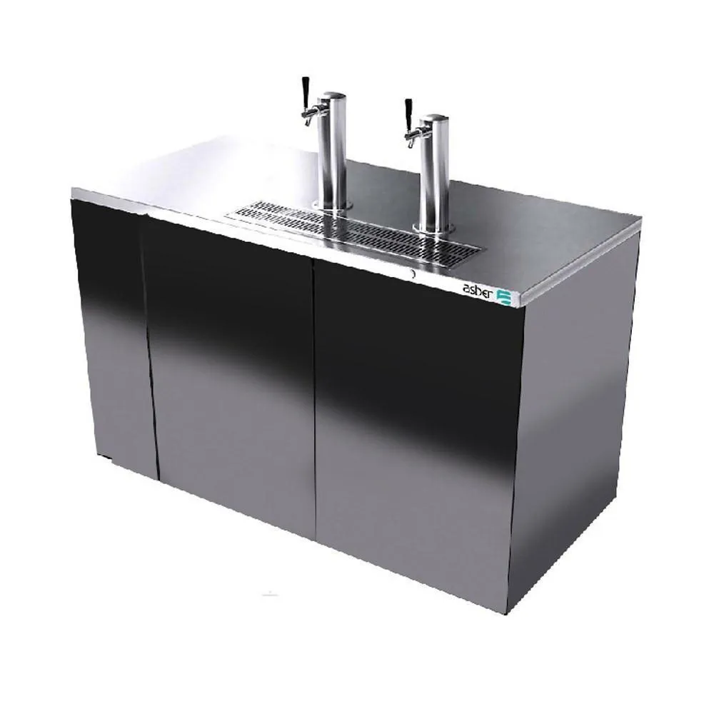 Dispensador Refrigerado de Cerveza Acero Inox 2 Barriles (1/2) 2 Puertas Asber ADDC-58-S HC