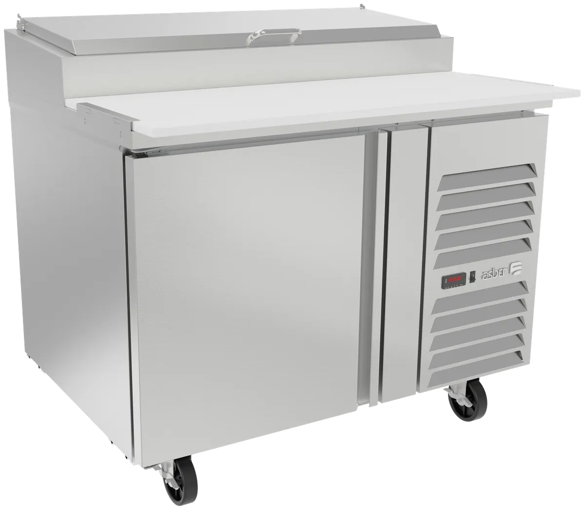 Mesa Refrigerada Para Preparación Pizzas Premium 1 Puerta Acero Inox 11.6 Pies Asber APTP-46 P HC