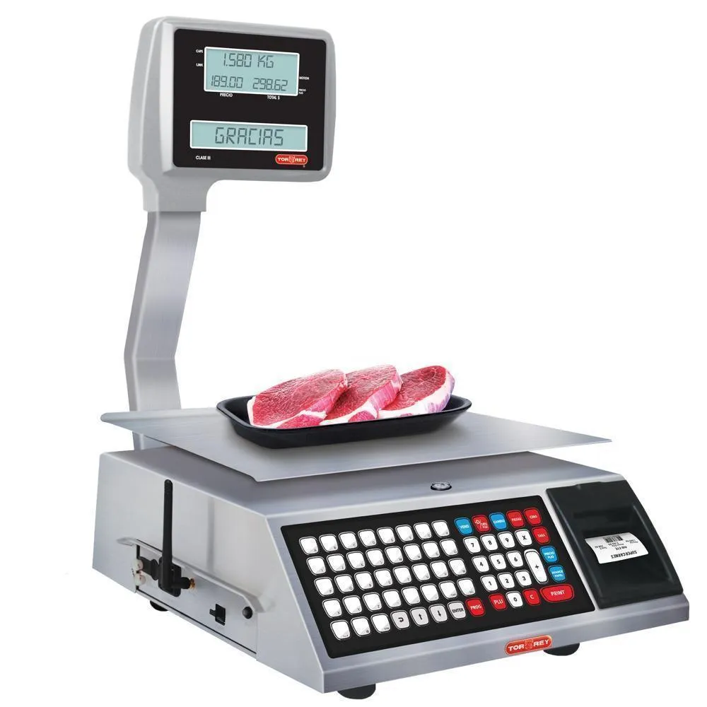 Bascula Etiquetadora Torreta, Memoria Productos, Impresor Termico, Conexión WiFi, Acero Inox 20kg Torrey W-LABEL20