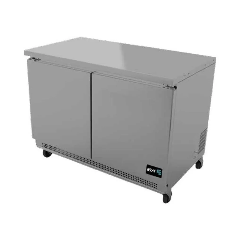 Mesa Congelador Bajo Barra 2 Puertas Acero Inox 13.3 Pies Asber AUTF-48 HC
