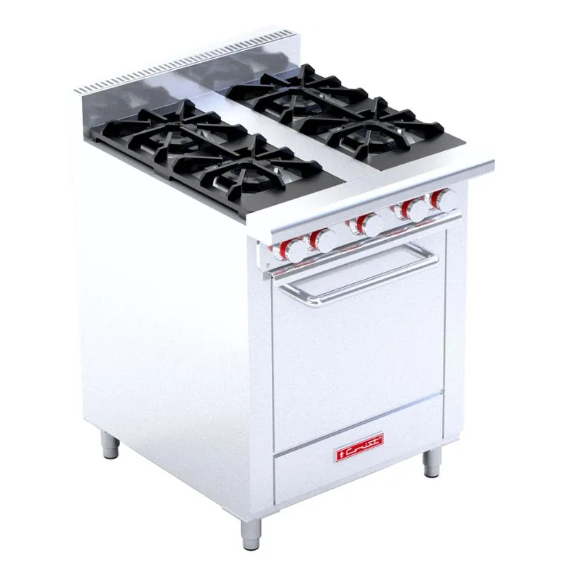 Estufa a Gas 4 Quemadores Abiertos Octagonales, 2 Parrillas Superiores, Horno Mediano Coriat EC-4-HM MASTER DE PISO