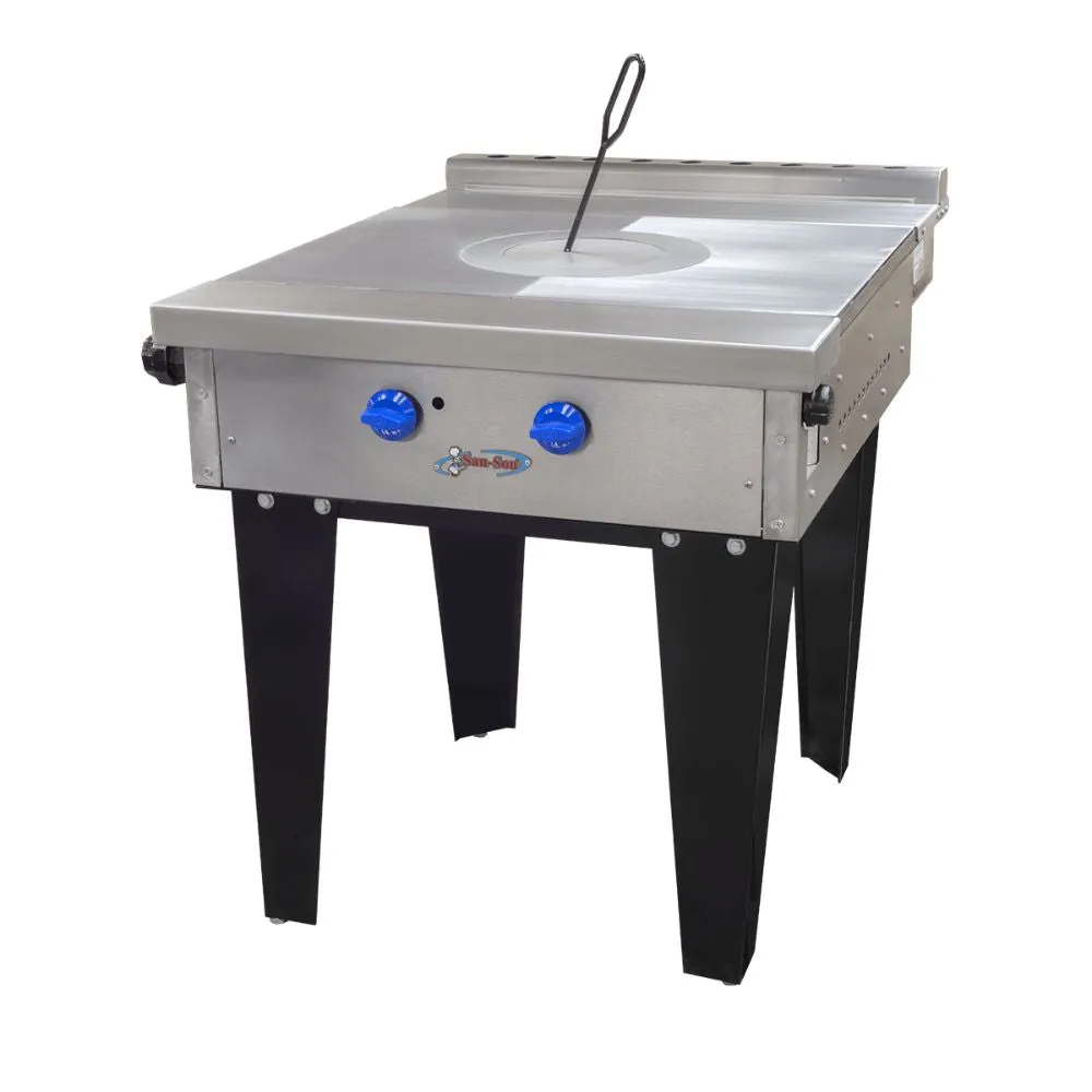 Estufa Heavy Duty a Gas 2 Quemadores con Plancha Tipo Francesa San-Son ZS-703