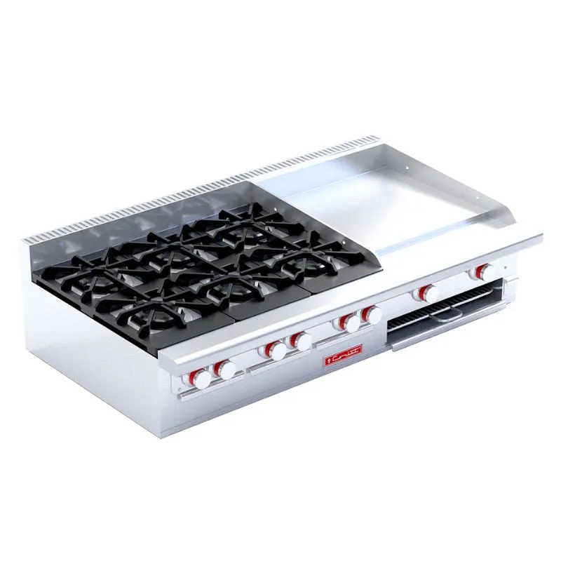 Estufa a Gas 6 Quemadores Octagonales, Plancha, Gratinador Coriat EC-6-GRILL MASTER DE MESA