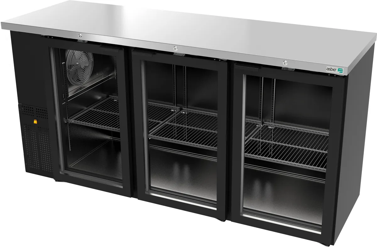 Refrigerador Contrabarra Vinil Negro 3 Puertas Cristal 18.3 Pies Asber ABBC-24-72-G HC