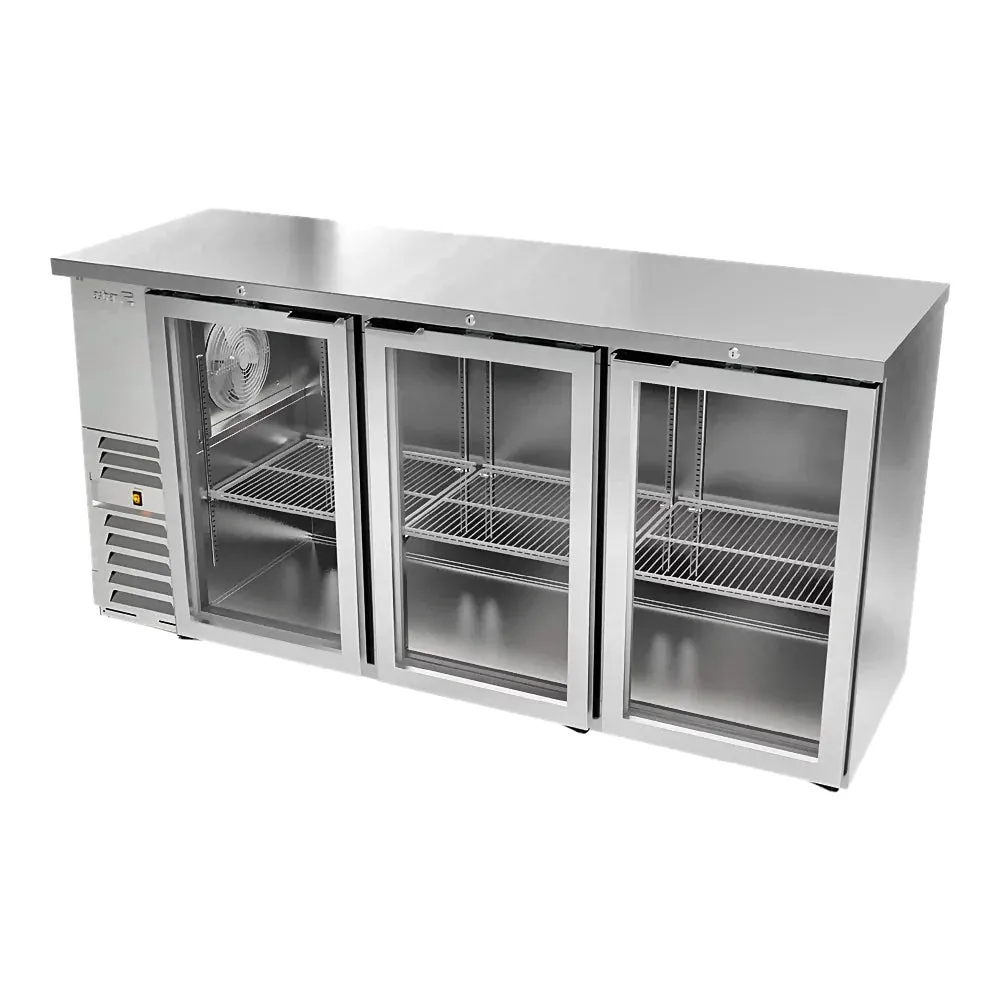 Refrigerador Contrabarra Acero Inox 3 Puertas Cristal Deslizables 18.3 Pies Asber ABBC-24-72-SG-SD HC