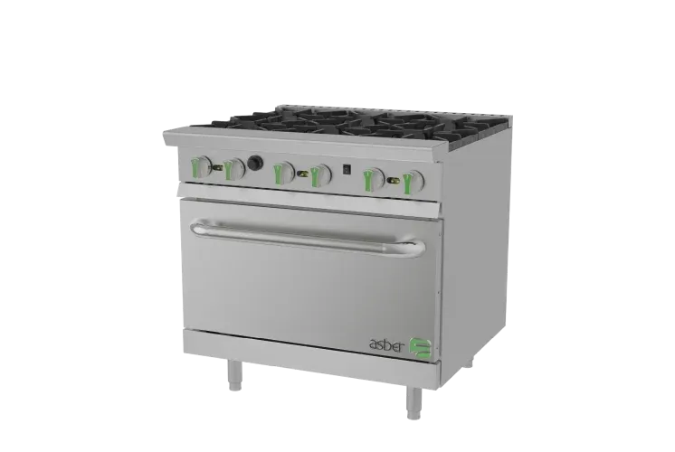 Estufa con Horno Convector - Emerald Line a Gas LP 6 Quemadores Asber AER 6 36 C EM LPG