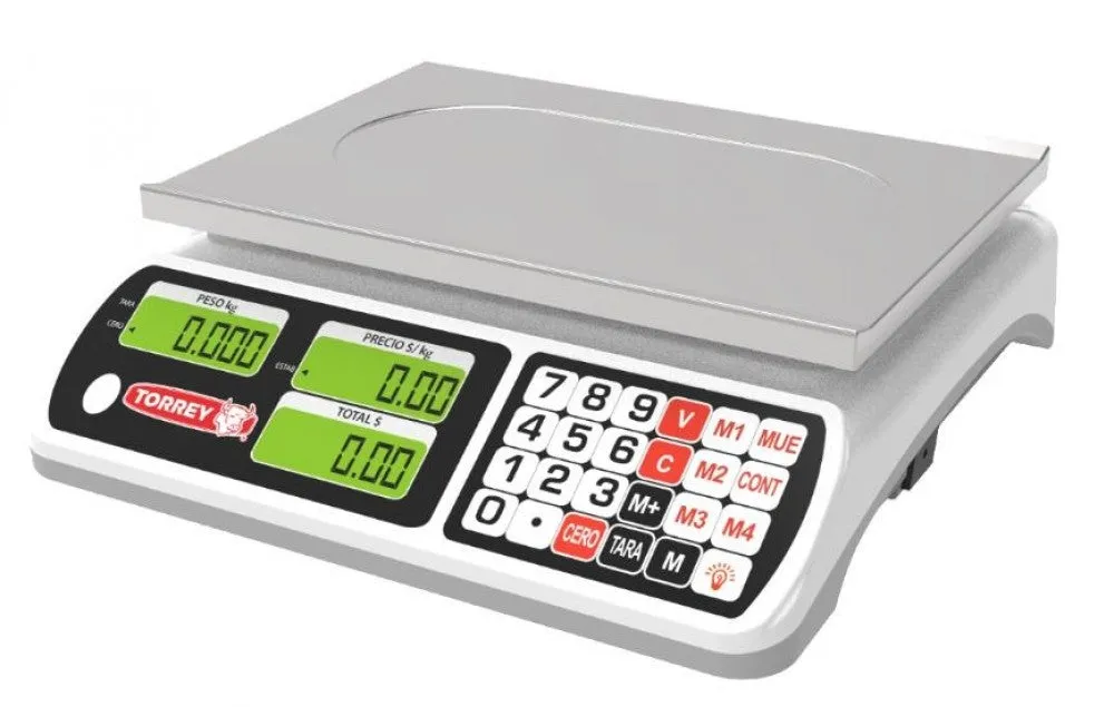 Báscula Digital, Teclado de Mayor Tamaño, Cuenta Piezas Acero Inox 40kg Torrey SXE40
