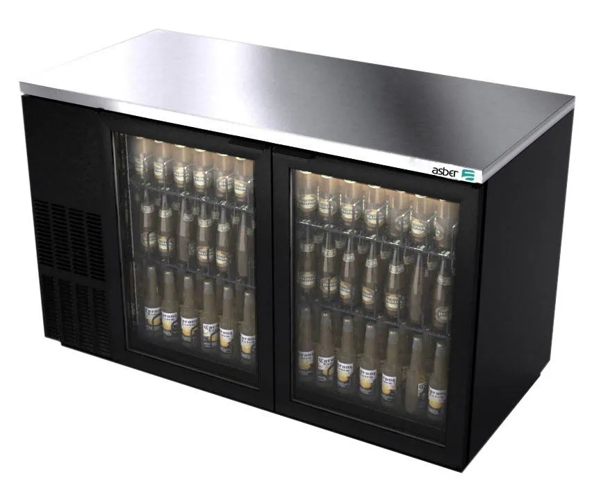 Refrigerador Contrabarra Vinil Negro 2 Puertas Cristal 19 Pies Asber ABBC-58G HC