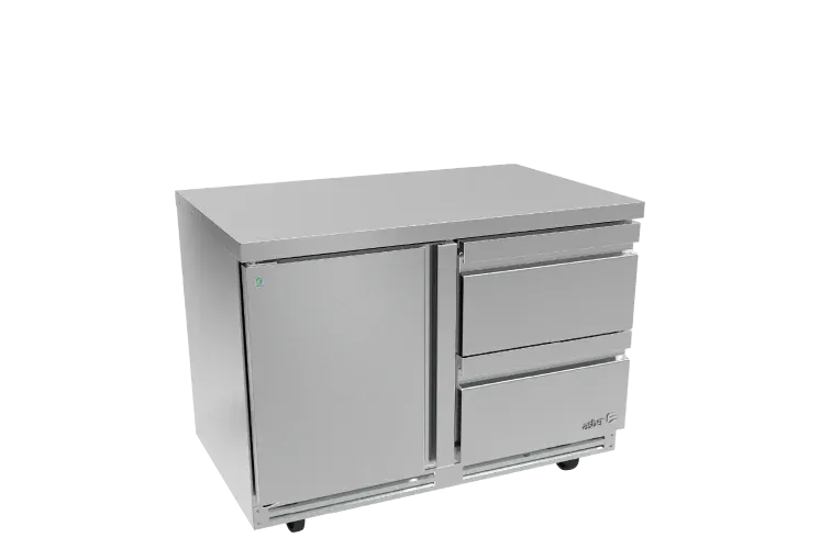 Mesa Refrigerada Bajo Mostrador Premium 1 Puerta 2 Cajones Acero Inox 20.6 Pies Asber AUTR-60-D2 P HC