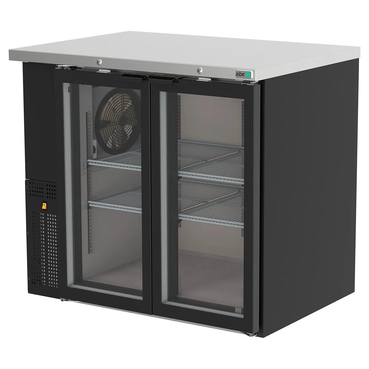 Refrigerador Contrabarra Vinil Negro 2 Puertas Cristal 11.3 Pies Asber ABBC-24-48-G HC