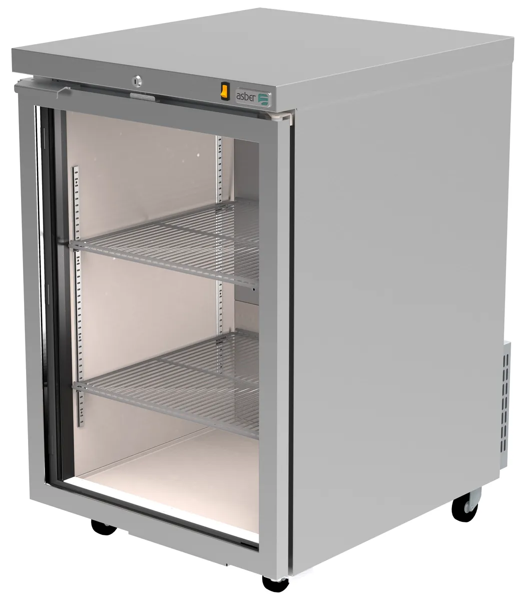 Refrigerador Contrabarra Acero Inox 1 Puerta Cristal 9.6 Pies Asber ABBC-23-SG HC